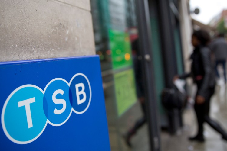 TSB bank sign in London.