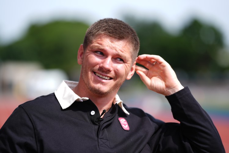Owen Farrell at a Saracens media session.