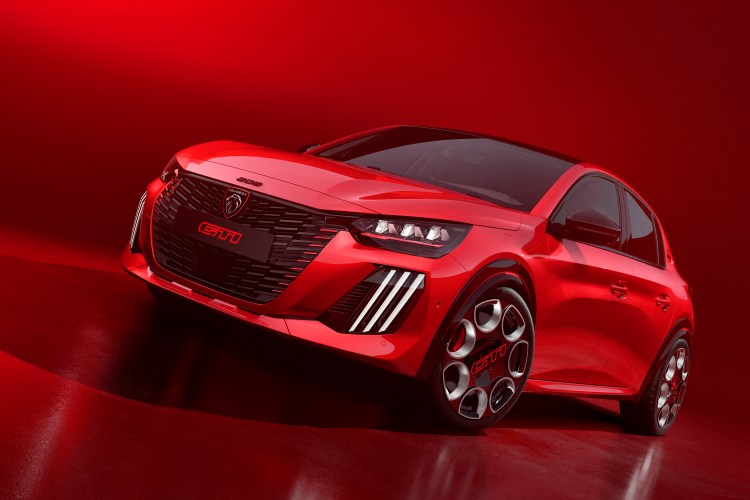 Red Peugeot E-208 GTi.