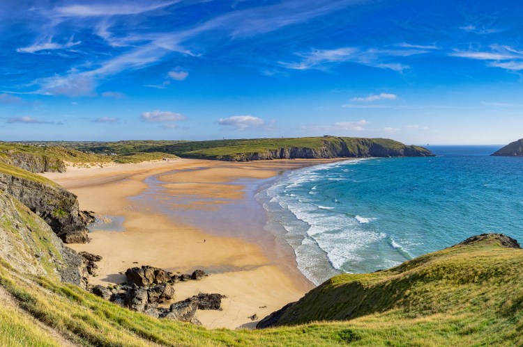 Holywell Bay seen from the South West Coast Path in Cornwall