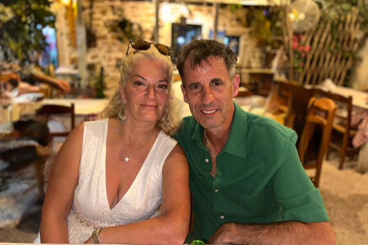 Portrait of Denise and Nick Barnard in Corfu.