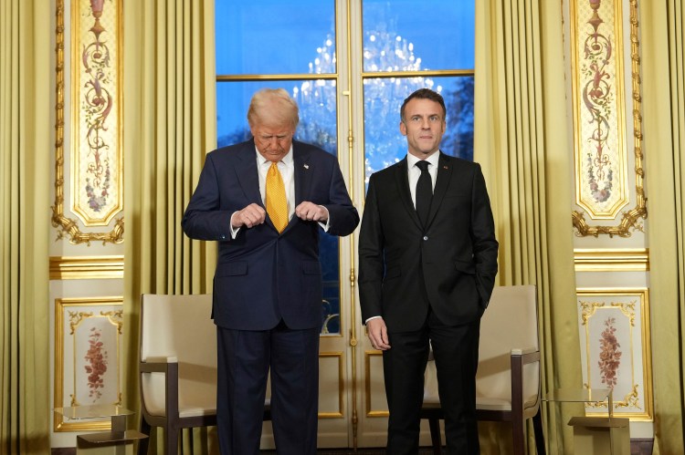 President Macron and President Trump at the Elysee Palace.