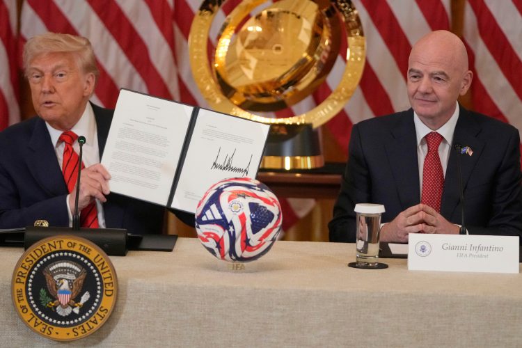 President Trump and Gianni Infantino at a signing ceremony for the 2026 FIFA World Cup.