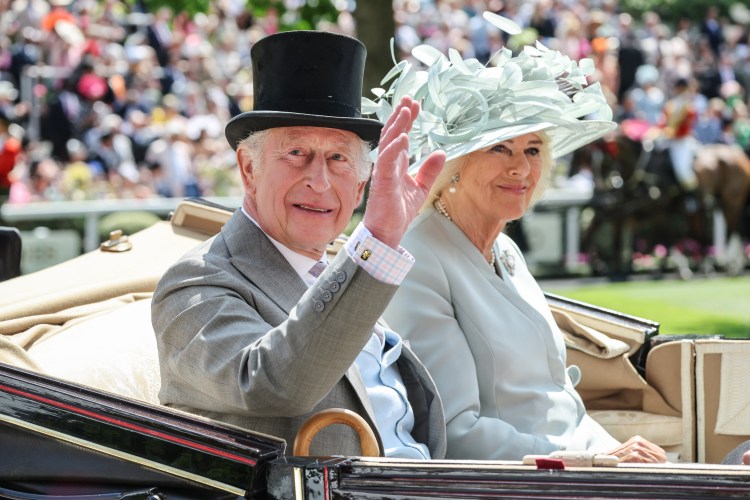 King Charles and Camilla, Queen Consort, arriving at Ascot racecourse.