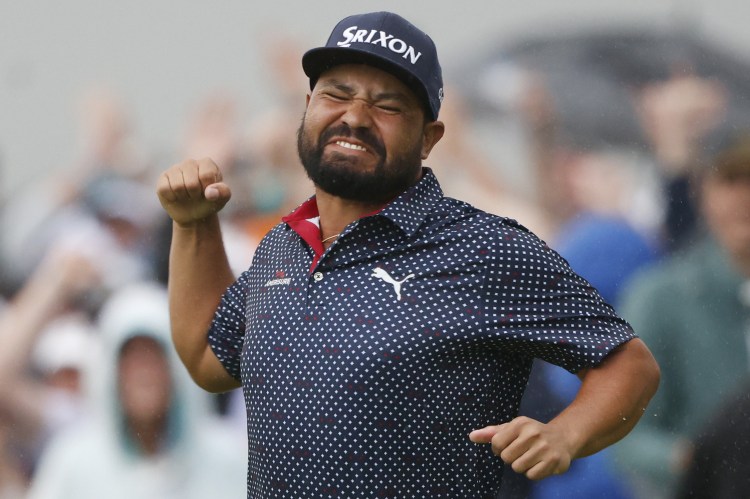 J.J. Spaun celebrates winning the 125th U.S. Open Golf Championship.
