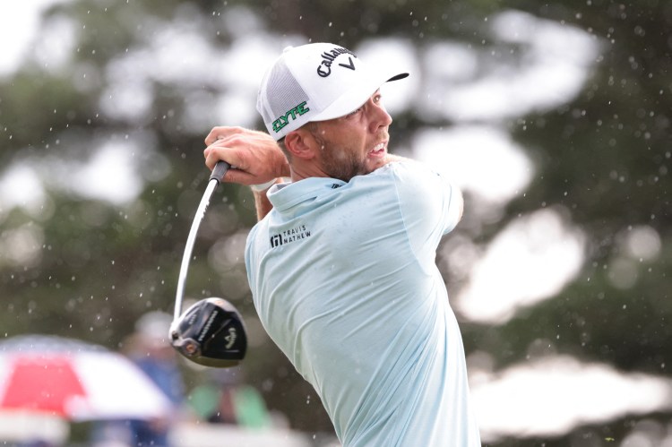 Sam Burns playing a shot during the third round of the U.S. Open golf tournament.