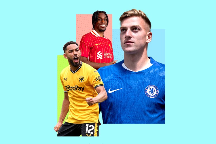 Collage of three soccer players in their team uniforms.