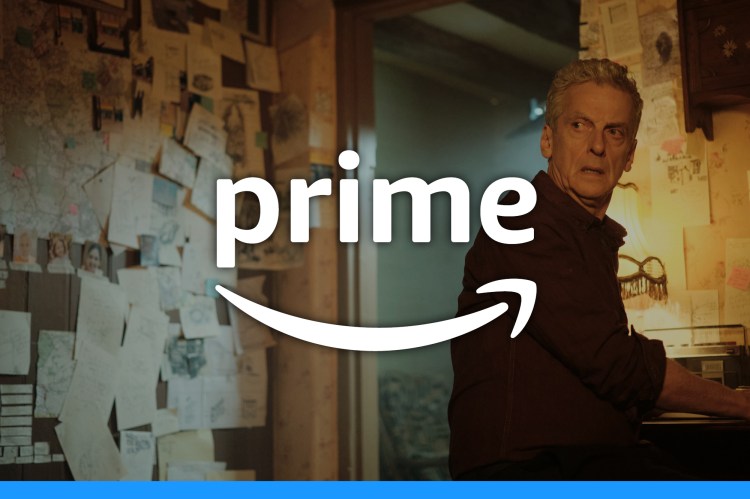 a man is standing in front of a wall with papers on it and the word prime above him