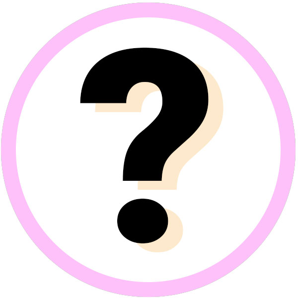 a woman stands in front of a speech bubble with a question mark on it