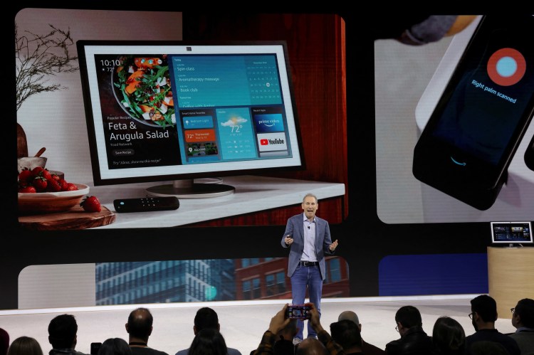 Amazon CEO Andy Jassy speaking at a product launch event.