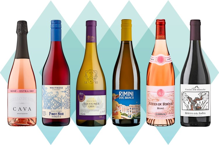 Collage of six wine bottles.