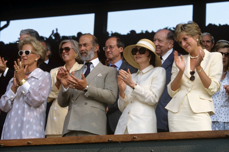 Princess Diana with Prince and Princess Michael of Kent at Wimbledon.